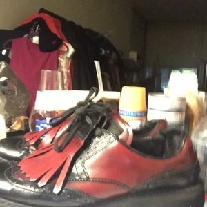 Prada blood red & black oxfords